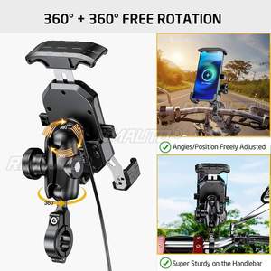 Soporte multifuncional para teléfono con cargador inalámbrico para manillar de motocicleta, 12V, para teléfono móvil de 4,0-7,0 pulgadas - Product Image 2