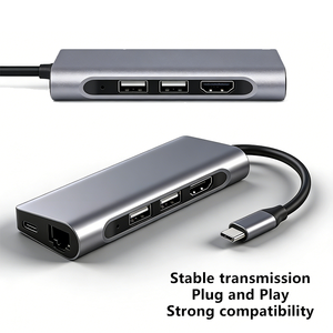 <span class=keywords><strong>Hub</strong></span> USB multifonction 7 ports <span class=keywords><strong>USB2</strong></span> <span class=keywords><strong>0</strong></span> HDMI 4K Type C PD 2 <span class=keywords><strong>0</strong></span> Carte SD TF Compatibilité forte Alliage d'aluminium pour ordinateur portable - Product Image 2