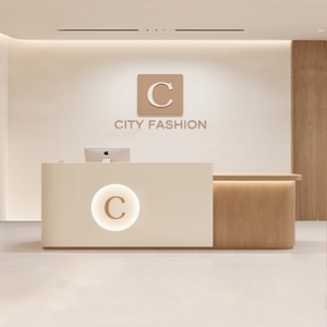 แผนกต้อนรับสำหรับร้านเสริมสวยและร้านทำผม-ไม้เนื้อแข็งทนทานเป็นมิตรกับสิ่งแวดล้อมมินิมอลแลคเกอร์เคาน์เตอร์บาร์เชิงพาณิชย์ - Product Image 1