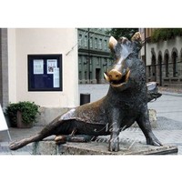 Grande statue de sanglier en laiton et bronze, sculpture d'art animalière en métal moulé, pour décoration extérieure de maison, jardin et parc urbain