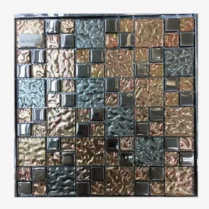 Modern 300x300mm Crystal Glass Mosaic Tile for Bathroom 48x48 23x23mm Brown Color Glass Mosaic Tiles Square Shape Floor Toilet