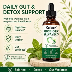 Kelaen Probiotic Detox Drops, complément liquide avec prébiotiques, enzymes digestives et extraits végétaux, 60 mL, soutien digestif quotidien - Product Image 1