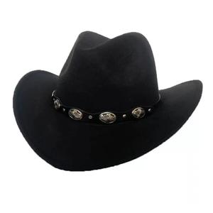 Chapeaux de cowboy SOLPOP pour tous les jours, style western, pour garçons et femmes, en feutre, style jazz, classiques, avec décorations de boucle de ceinture en forme de taureau - Product Image 2