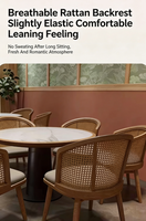 Ensemble table et chaises de restaurant en rotin et bois massif, style moderne d'Asie du Sud-Est, sièges de banquette commerciaux pour mobilier de café