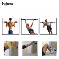Barre de traction multifonction réglable en largeur pour portillon, avec finition électrolytique, pour sit-up, pull-up, chin-up et push-up