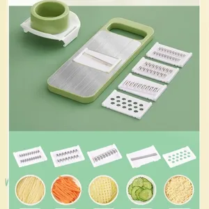 Éminceur de légumes manuel multifonctionnel 5 en 1 en acier inoxydable pour cuisine, coupe-légumes, râpe à pommes de terre, râpe à ail et à carottes - Product Image 5