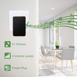 Kit de sonnette de porte sans fil étanche à brancher sur prise murale avec portée de 200 m, idéal pour sonnette numérique d'entrée avec capteur d'humidité - Product Image 4