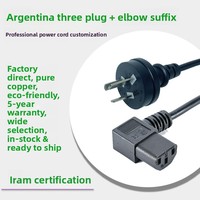 Câble d'alimentation certifié KMD Argentine à trois broches en forme de T, type Mickey-tail ; Câble de charge pour véhicule électrique ; Câble d'alimentation ignifuge