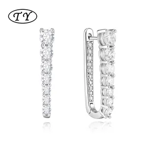 TY Jewelry 925 Sterling Silver Zirconia Zircon Trendy Fashion Jewelry Cz Moissanite U Shaped Hoop Earrings Women Clip Earring