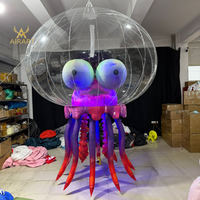 Ballon gonflable géant 3m en forme de pieuvre, OVNI, mascotte ou méduse de dessin animé pour festival lumineux, site d'événement en bord de mer