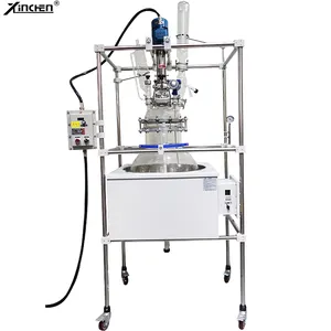 explosion proof double layer jacketed glass reactor 100 liter agitator tank machine price