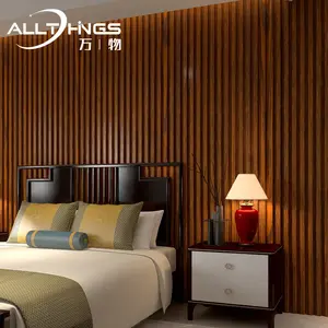 Luxury villa hotel lobby background Wall board wall Grille fluted wpc wainscoting