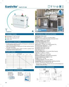 Bomba de Agua Eléctrica con Cable SANIVITE 008 Gris de Alta Resistencia, <span class=keywords><strong>29</strong></span> Galones por Minuto para Aguas Residuales, Blanca - Product Image 4