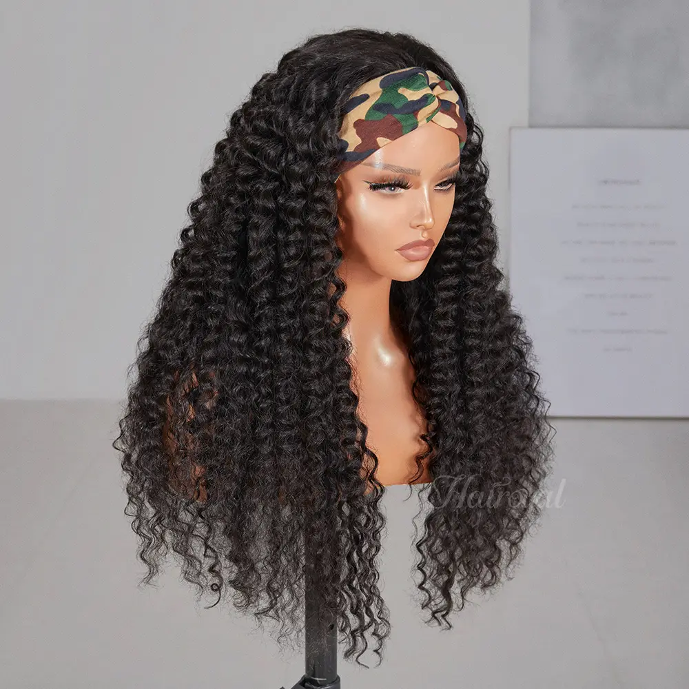 Wholesale Brazilian Virgin Wig 150% Density For Black Women Afro Kinky Curly Human Hair Headband Wig
