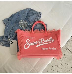 Borsa a Spalla Tote in Tela di Grande Capienza con Nappe e Lettere Stile Europeo, Borsa Semplice da Lavoro e da Studente, Borsa a Mano con Frange per <span class=keywords><strong>Donna</strong></span> - Product Image 2