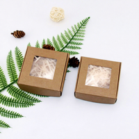 Petite boîte vide en papier kraft brun recyclé avec fenêtre en PVC, personnalisée, faite à la main, pour cadeaux et artisanat