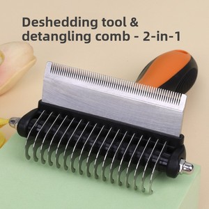Peine Multifuncional para Mascotas, Desenreda y Elimina el Pelo Suelto, para Perros y Gatos, Hecho en China, Material de Metal, Plástico y TPR - Product Image 2