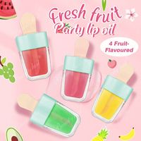 Huile à lèvres hydratante instantanée aux quatre fruits, brillant à lèvres en forme de crème glacée mignon, sérum repulpant pour les lèvres avec applicateur brosse