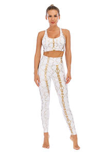 도매 맞춤형 자체 브랜드 요가복 메탈릭 스네이크 레깅스 스포츠 운동복 세트 여성 피트니스 의류 - Product Image 3