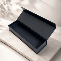 Boîte cadeau pliante noire élégante, boîte en papier personnalisée imprimée avec couvercle magnétique pour bijoux, cosmétiques et emballages de luxe pour la vente au détail