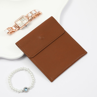 Nouvelle conception, pochette à rabat de luxe avec logo personnalisé, petite pochette en similicuir avec bouton pression pour bijoux, emballage cadeau