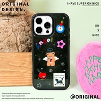 Coque de téléphone magnétique pour iPhone 17/17 Pro/17 Pro Max/16/16 Pro/16 Pro Max avec motif ange doré et bordure noire floquée