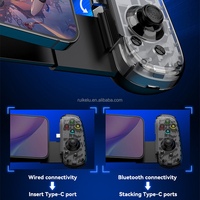 Kontroler Game Nirkabel Transparan dengan Cangkang Transparan, Retractable, Hall Effect, Zero Drift, Cloud Gaming untuk Ponsel Android, Tablet, dan iPad