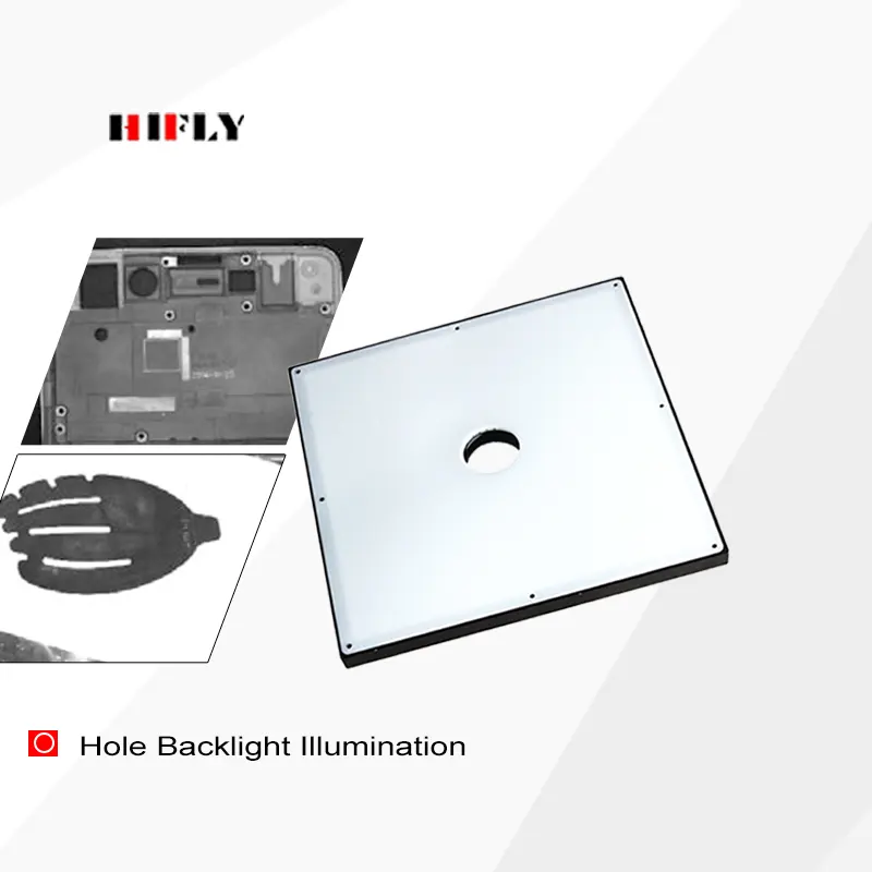 HIFLY mesin LED kotak 250*250mm, mesin industri lubang pusat/kaliber 50mm dapat diredupkan, lampu latar penglihatan