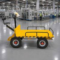 Chariot utilitaire électrique à plateforme métallique à quatre roues avec surface antidérapante, respectueux de l'environnement, pour usage industriel et applications agricoles