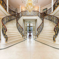 Designs de rampes d'escalier extérieures en métal de luxe européen en fer, rampes d'escalier en fer forgé