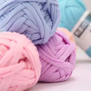 wholesale manufacturer colorful polyester hand knitting crochet yarn t-shirt yarn for sale