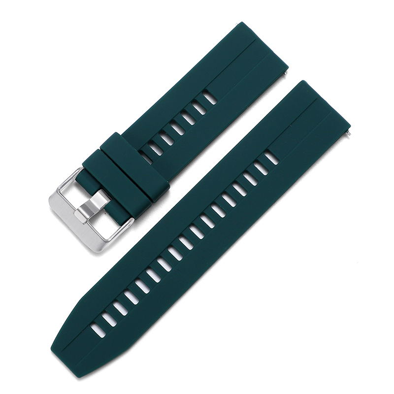 Hw-verde oscuro-hebilla plateada-silicona monocromática