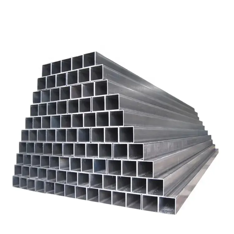 Tubo de aço galvanizado revestido de zinco, tubo quadrado pré galvanizado, seção oca, tubo de metal quadrado, tubo de aço carbono