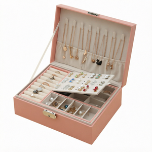 Boîte de rangement à bijoux double couche grande capacité pour colliers, boucles d'oreilles et bagues, présentoir à bijoux, boîte cadeau, vente en gros - Product Image 1