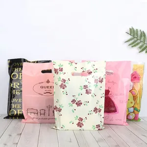 Cheap Plastic Apparel Shopping Bag Stock Printing Die Cut Handbag Pe Shoes Cloth Packaging Clothing Bag