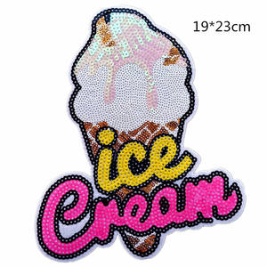 Mode populaire paillettes ornements patchs en gros personnalisé grande taille crème glacée pop-corn sucette broderie patchs paillettes - Product Image 5