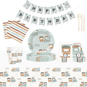 DAMAI - Juego de Vajilla Desechable con Temática de Autos para Fiestas de Cumpleaños Infantiles, Decoraciones para Fiestas, Platos de Papel, Vasos y Servilletas - Product Image 2