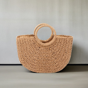 Bolso de playa de paja tejido con cuerda de papel estilo bohemio para mujer, ideal para bodas, venta al por mayor - Product Image 4