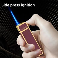 Briquet de luxe fin et léger, rechargeable, en métal, coupe-vent, pour cigarettes ou huile – Idéal pour les cadeaux promotionnels