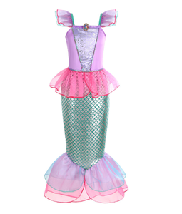 Disfraz de sirena para niñas pequeñas de Carnaval de Halloween, vestido de princesa para fiesta de cumpleaños con accesorios, varita de corona - Product Image 3