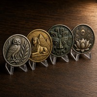 Pochette en soie givrée sur mesure avec motif nuage champêtre en relief et pièce commémorative en cuivre pur pour prix de festival de food truck