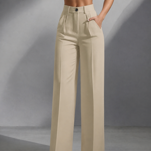 <span class=keywords><strong>Pantaloni</strong></span> da Lavoro da <span class=keywords><strong>Donna</strong></span> a Vita Alta, Plissettati, Larghi, Monocolore, con Bottoni, Stile Vintage, in Poliestere, per Ufficio, Casual, Vendita all'Ingrosso, ODM - Product Image 3