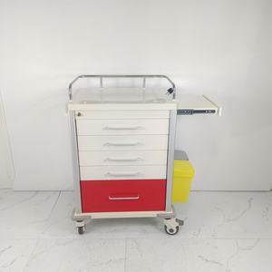 Chariot médical d'urgence à 5 tiroirs, construction en acier inoxydable, roues silencieuses pour ambulance, salle <span class=keywords><strong>de</strong></span> <span class=keywords><strong>maternité</strong></span>, clinique - Product Image 1