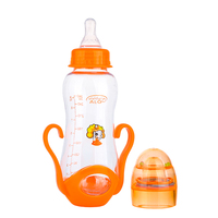 Bouteilles de lait pour bébé avec base, en silicone anti-coliques, avec impression de dessin animé personnalisée, logo personnalisé