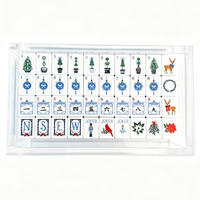 Set Mahjong Klasik Amerika Modern 160Pcs 4 Lapis Tebal Pola Seni Natal Biru Kustom Ubin Akrilik Disesuaikan untuk AS