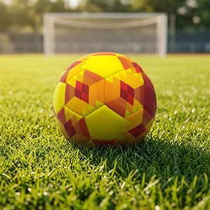 <b>Red</b> Yellow Geometric Soccer Ball Durable Training Match <b>Football</b> for Youth Indoor Outdoor - Product Image 2