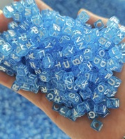 Perles carrées en acrylique bleu transparent 7x7mm pour la création de bijoux, la fabrication de bracelets de téléphone et de porte-clés DIY