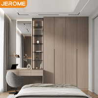 Armoire à vêtements de chambre au design moderne d'usine Meuble armoire à 4 portes en bois MDF mélaminé Ensemble d'armoire avec miroir d'habillage