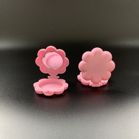 Boîte à fard à paupières compacte en plastique rose floral personnalisée, plateau de pression, macaron monochrome, avec miroir