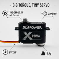 Сервопривод для радиоуправляемых моделей самолетов 9г XQ POWER S1009D, полностью алюминиевый корпус, безколлекторный двигатель, цифровой микро-сервопривод, водонепроницаемый, 3 кг, для дронов и вертолетов, 7.4В